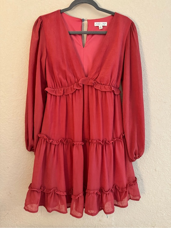 She + Sky Dresses & Skirts - She + Sky women’s long sleeve tiered ruffle mini dress - size S - EUC!!